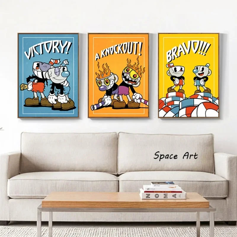 Cuphead Retro Cartoon Poster Set