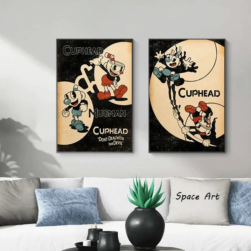 Cuphead Retro Cartoon Poster Set