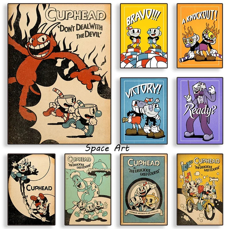 Cuphead Retro Cartoon Poster Set