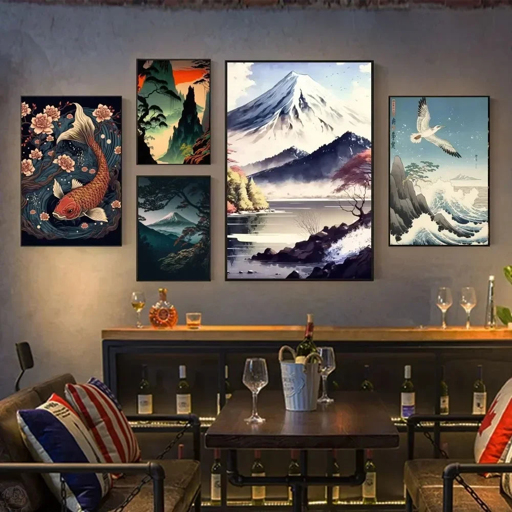 Mount Fuji Koi Landscape Poster