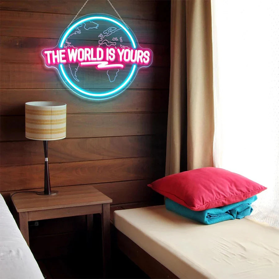 The World Is Yours Neon Globe Sign