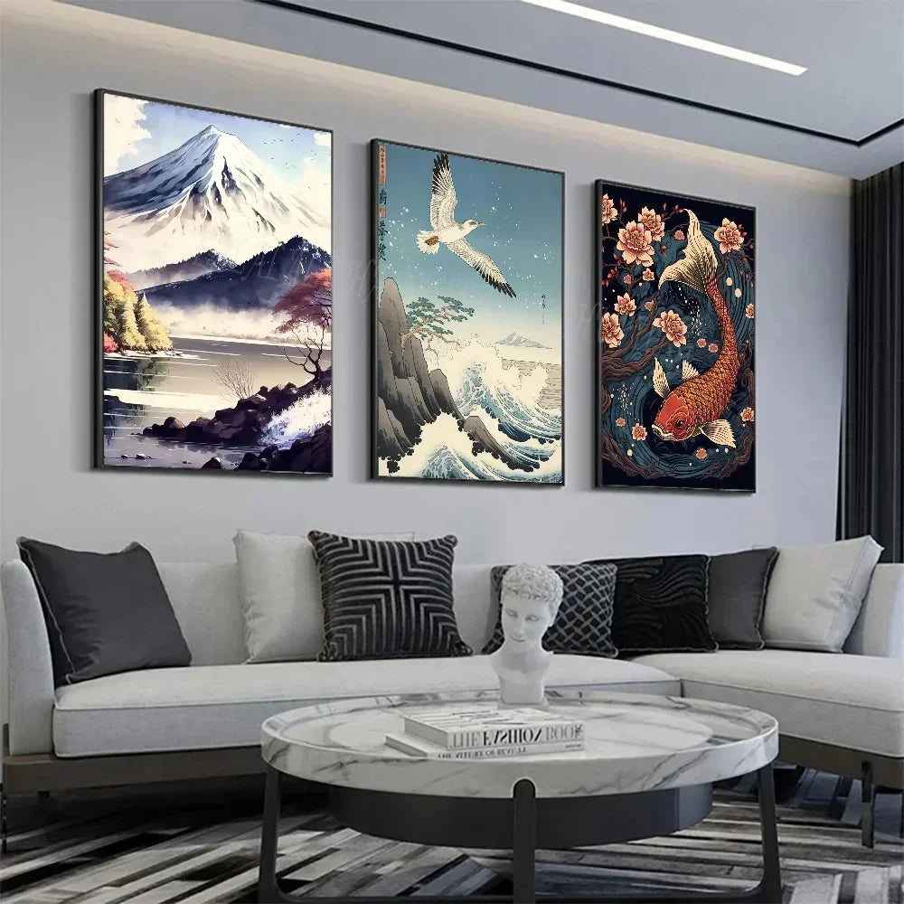 Mount Fuji Koi Landscape Poster
