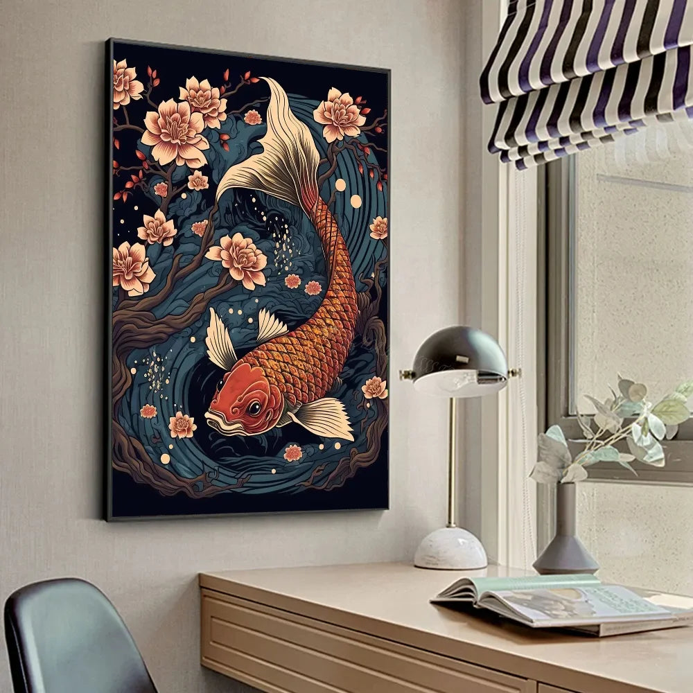 Mount Fuji Koi Landscape Poster