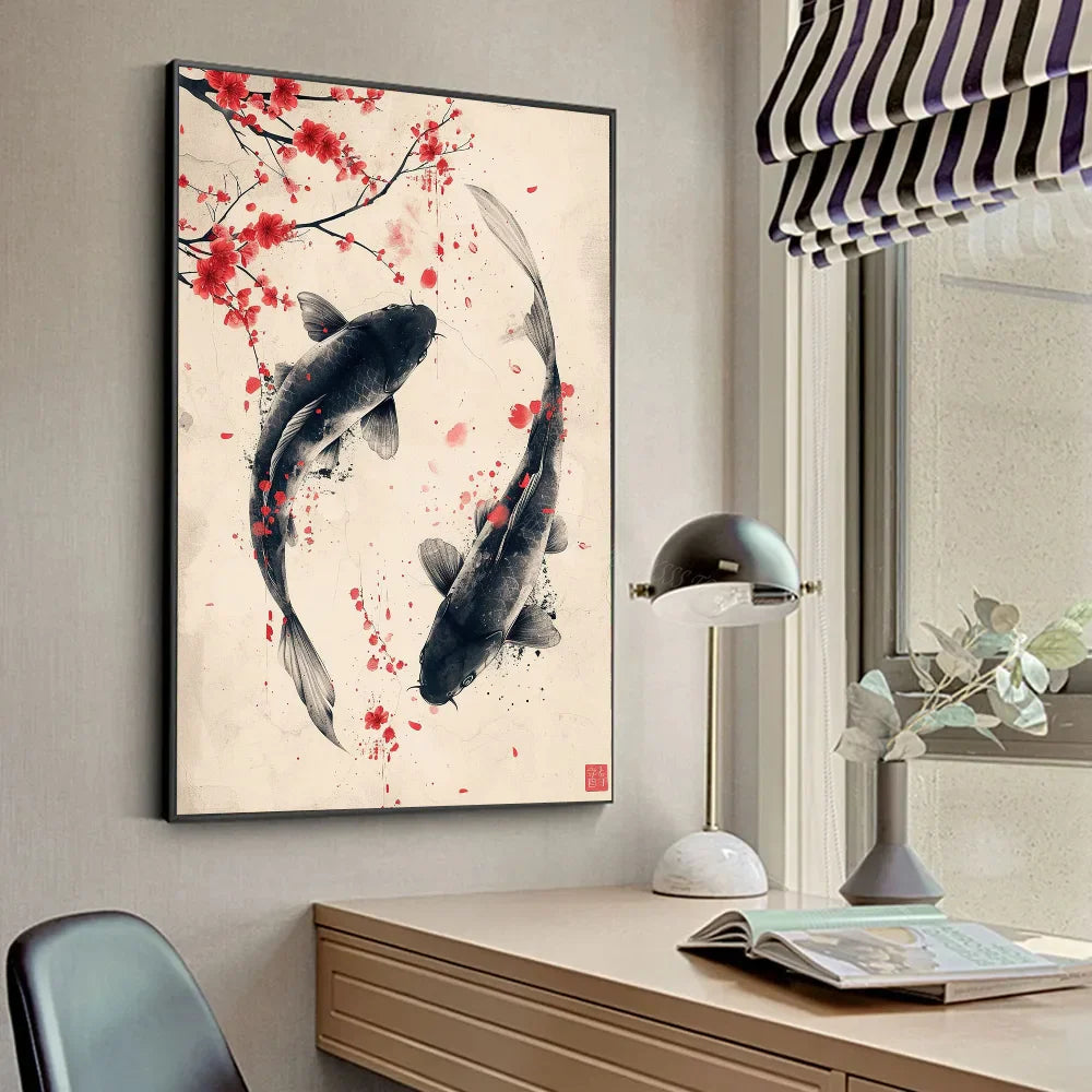 Mount Fuji Koi Landscape Poster