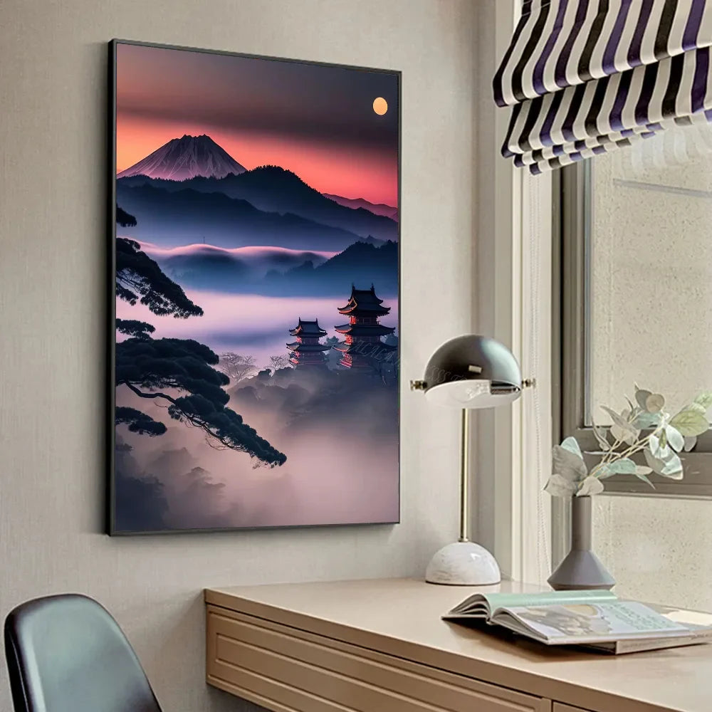 Mount Fuji Koi Landscape Poster