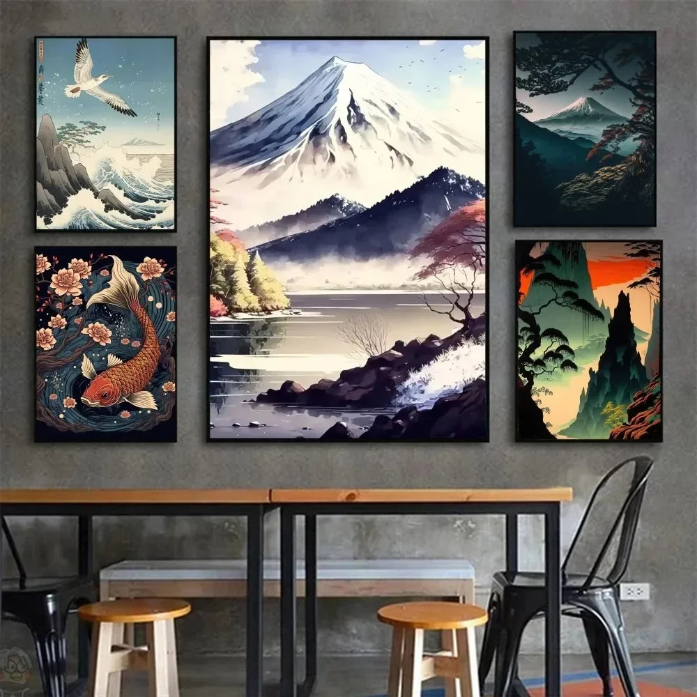 Mount Fuji Koi Landscape Poster