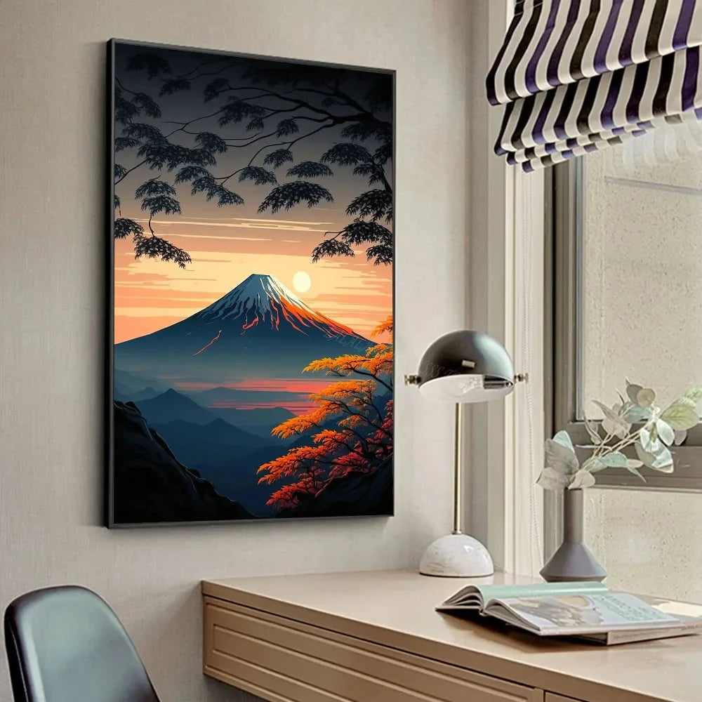 Mount Fuji Koi Landscape Poster