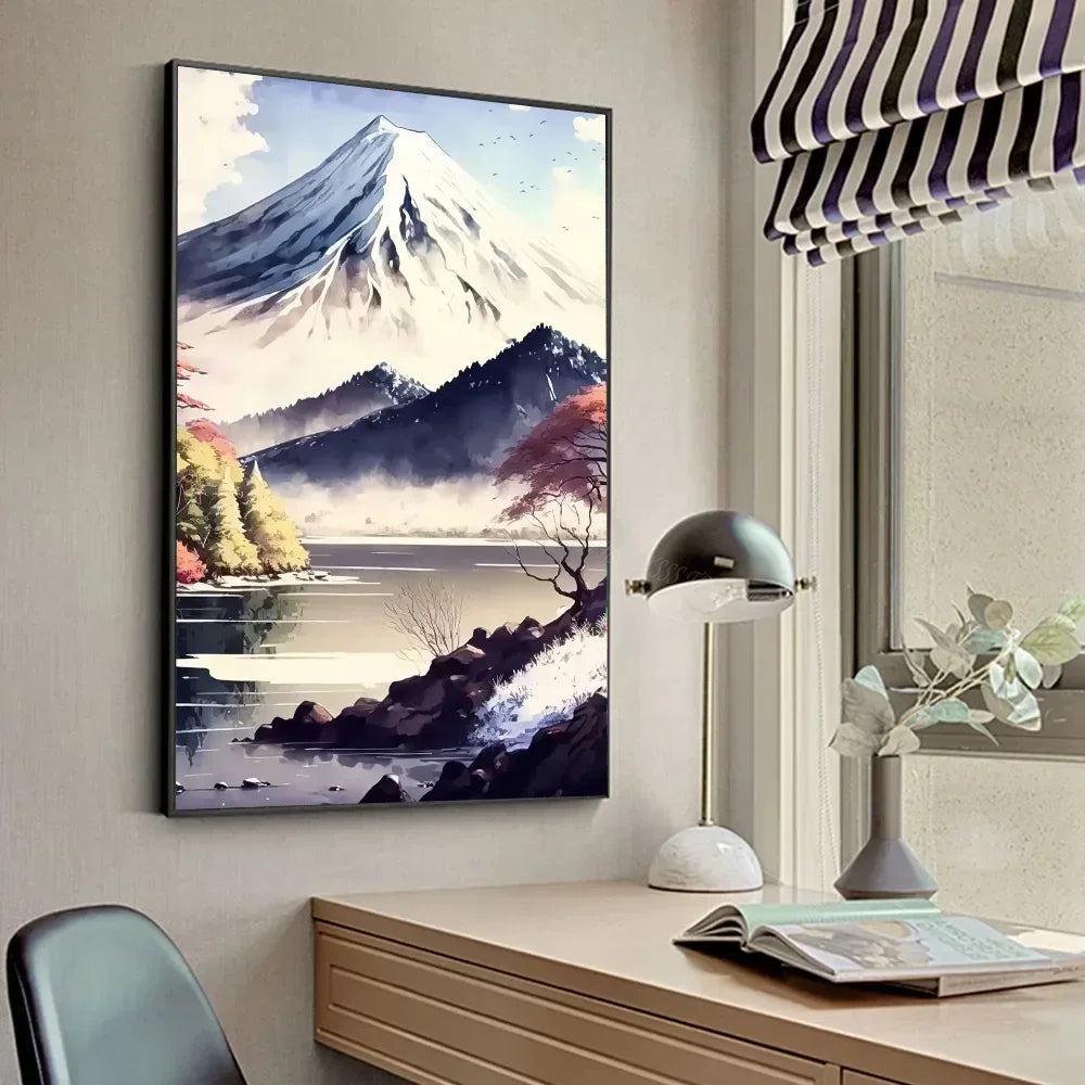 Mount Fuji Koi Landscape Poster