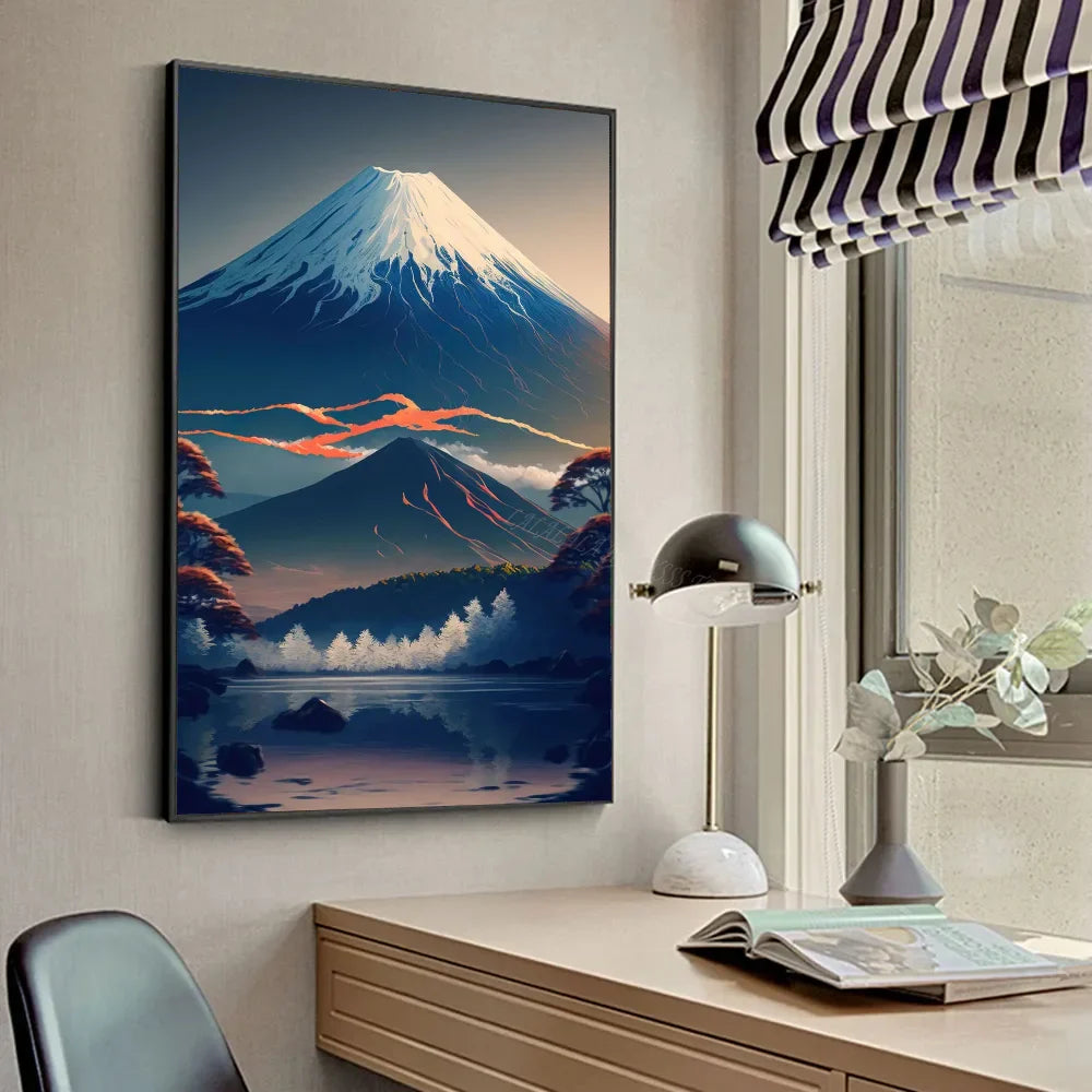 Mount Fuji Koi Landscape Poster