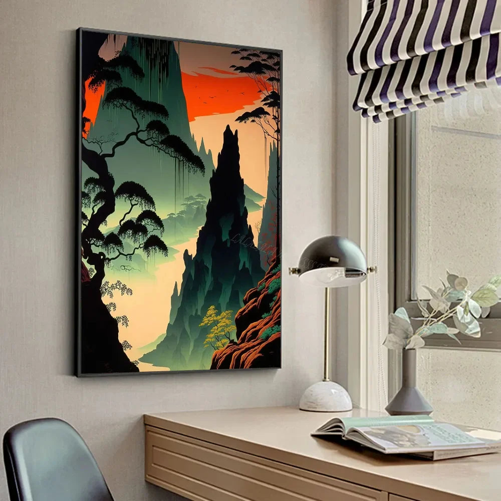 Mount Fuji Koi Landscape Poster